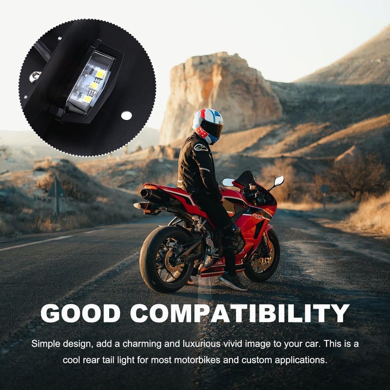 Wevdn Motorcycle LED License Plate Light 6K, 12V Universal Bright LED License Plate Lamp Rear Brake Taillight, Waterproof 6K Tail Light License Plate Mount Brake Lamp for Motorbike (1 PCS) - Image 5